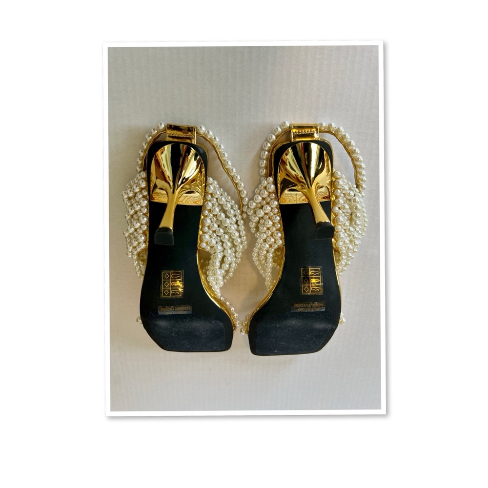 Jeffrey Campbell Pearl and Gold Fabric Sandals - Picture 6 of 8